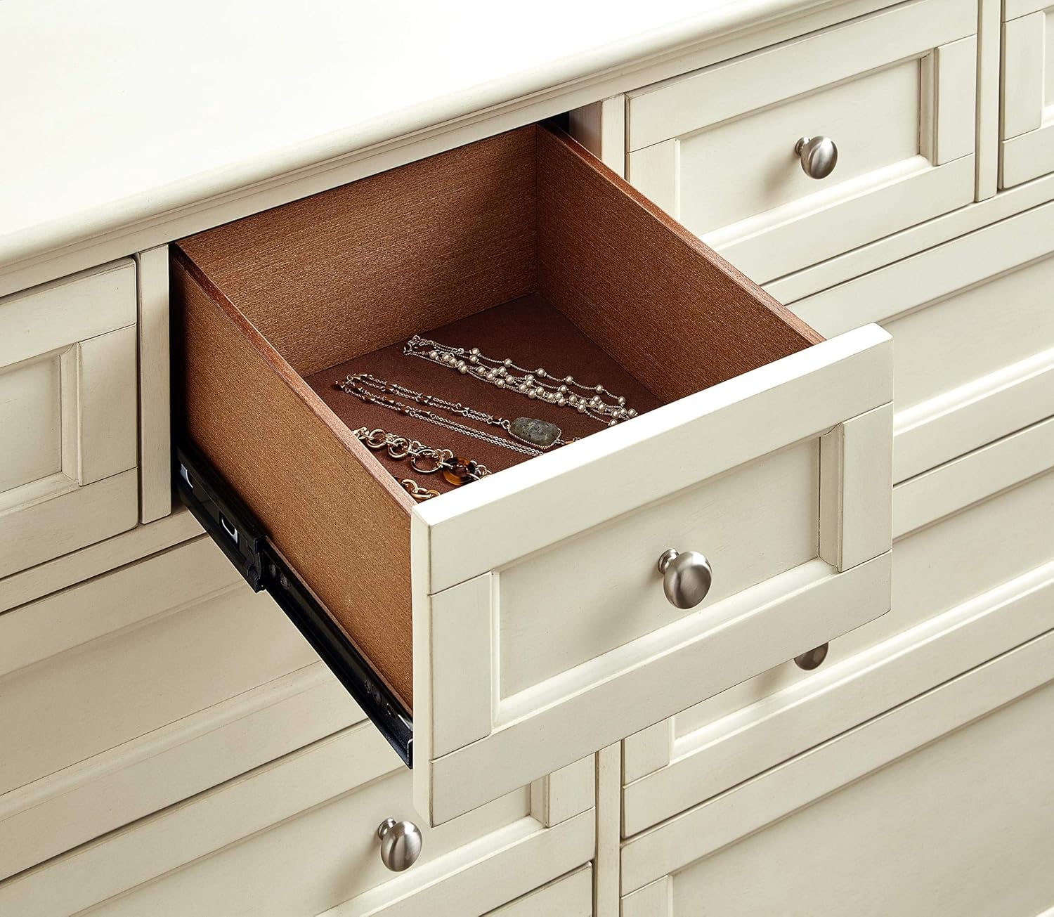 Northlake 8 Drawer Coastal Solid Wood Double Dresser in White Linen