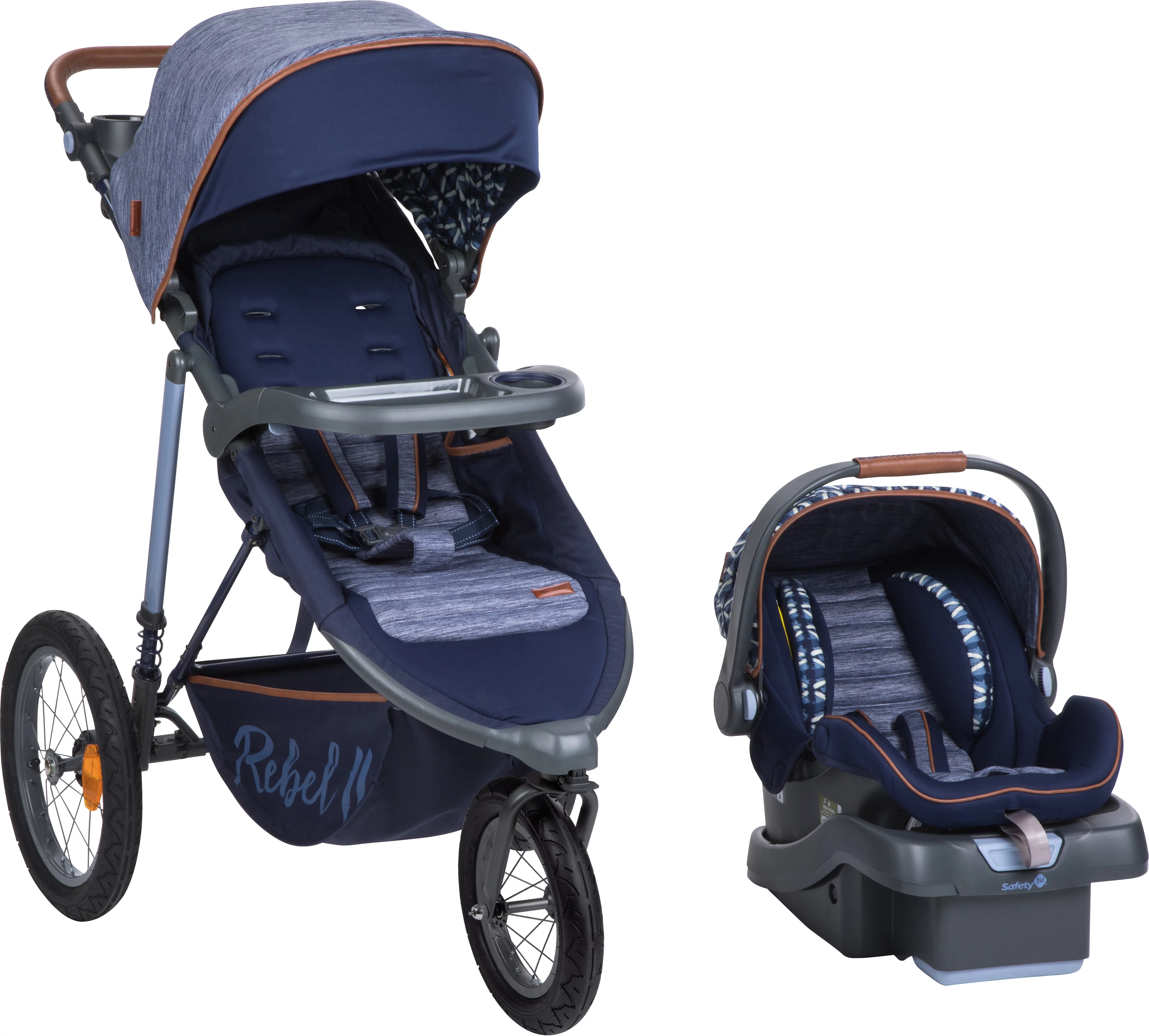 Monbebe Rebel II Complete Jogging Travel System Stroller with Rear-Facing Infant Car Seat, Boho