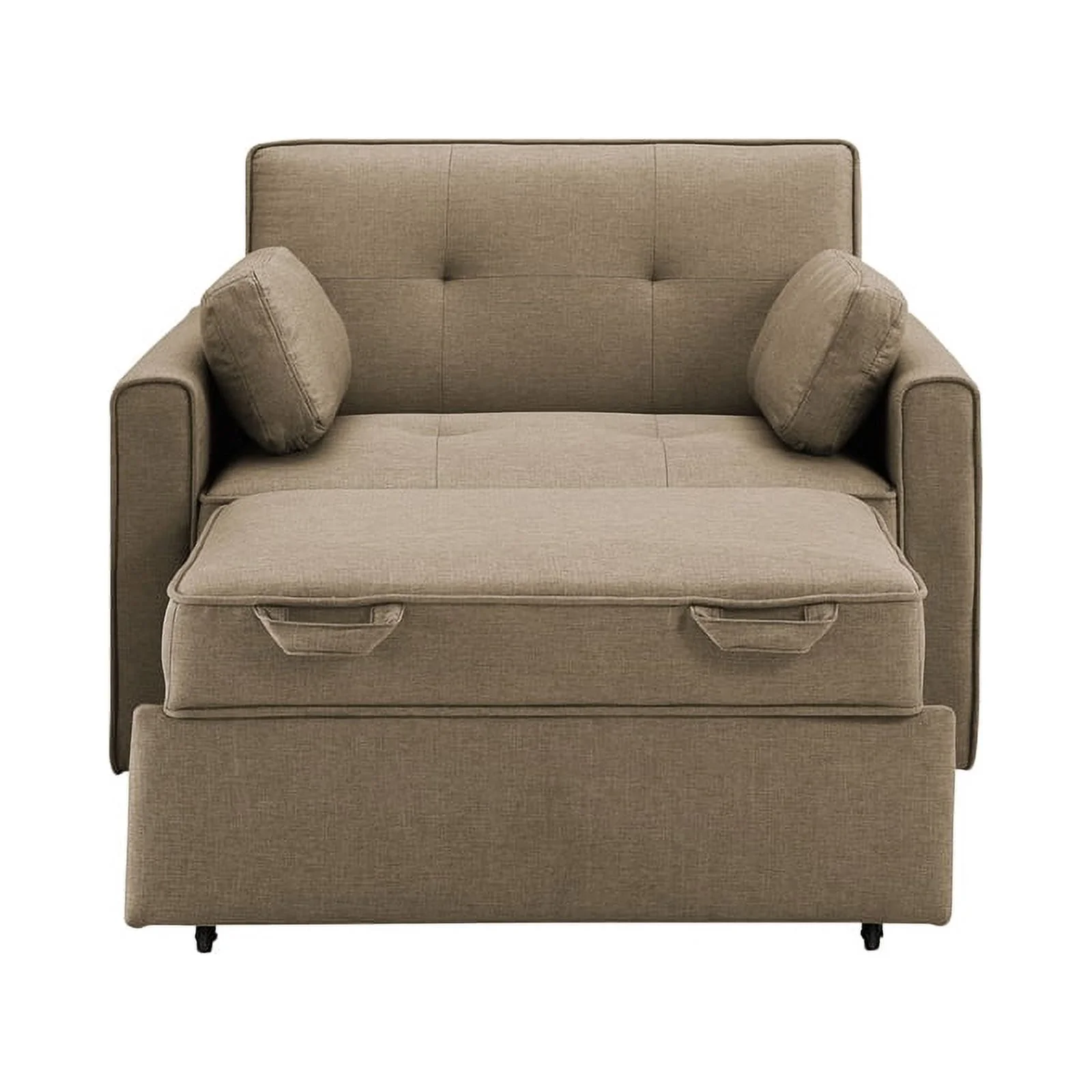 Serta Carlton Twin Convertible Sleeper in Tan Brown Fabric Upholstery
