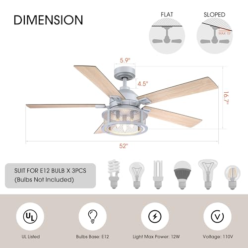 Parrot Uncle Farmhouse Ceiling Fans with Lights and Remote