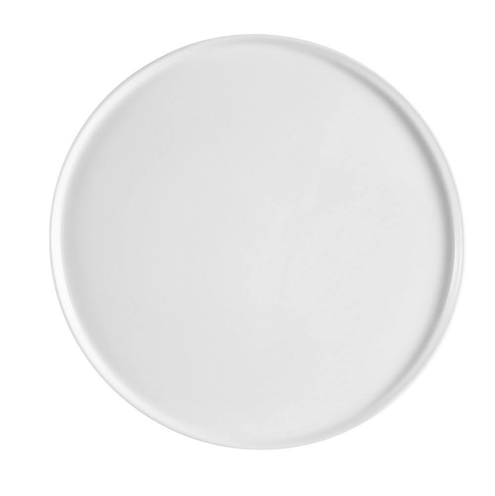 CAC China PP-12 Porcelain Round Flat Pizza PLATE, 12-Inch, Super White, Box of 12