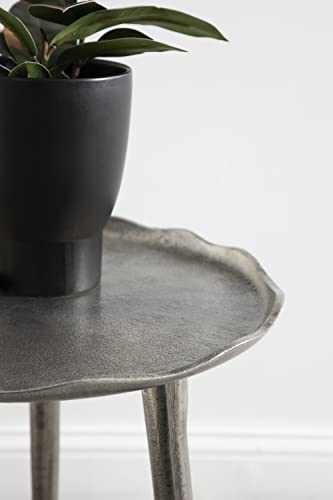 Kate and Laurel Alessia Modern Round Metal Side Table, 15 x 15 x 22, Bronze, Decorative Glam Cast Aluminum End Table with Deckled Edge for Bedroom Nightstand or Living Room Accent