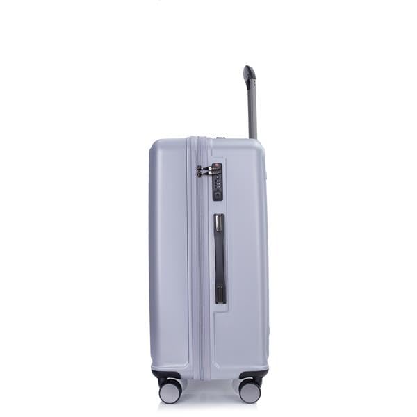 3 Piece Luggage Sets PC+ABS Lightweight Suitcase with Two Hooks, 360° Double Spinner Wheels, TSA Lock, (21/25/29) (Dark Purple)