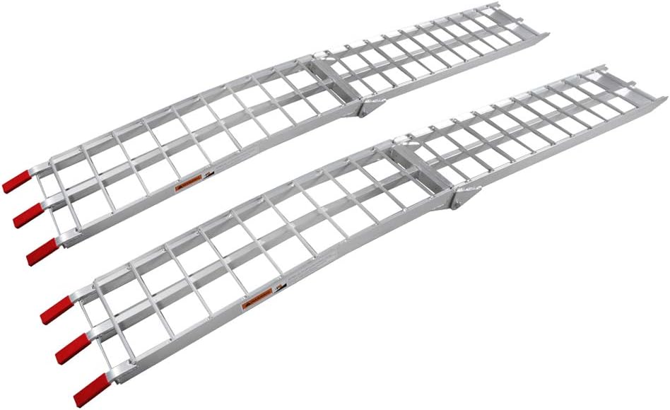 7.5ft 2Pcs Aluminum Loading Ramps for Lawnmower ATV UTV Truck Folding Ramps with Support Legs &Load Straps,Folding Ramps Motorcycle, Solid Ramps for every day use.