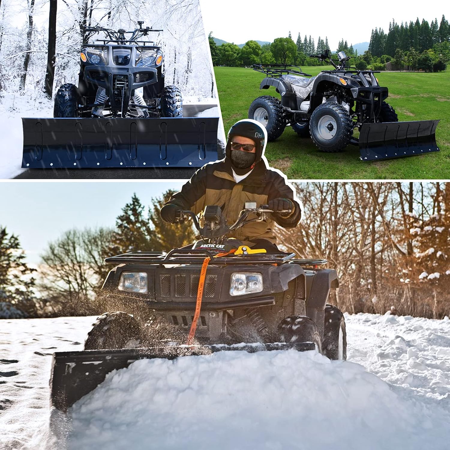 DING.PAI Universal Snow Plow Kit Heavy Duty Steel Square Push Snow Blade Adjustable for Pickup Trucks UTV ATV Arctic Cat Access Kawasaki Honda Aeon Crossland 50 Inch