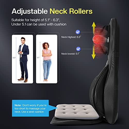 COMFIER Shiatsu Neck Back Massager with Heat, 2D ro 3D Kneading Massage Chair Pad, Adjustable Neck Massage,Seat Massager for Full Body Relaxation, Christmas Gifts for Dad Mom Women Men,Dark Gray