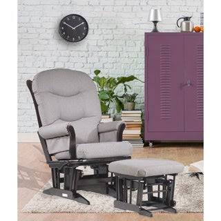 Dutailier Sleigh Glider u0026 Nursing Ottoman Combo, Light Grey Fabric