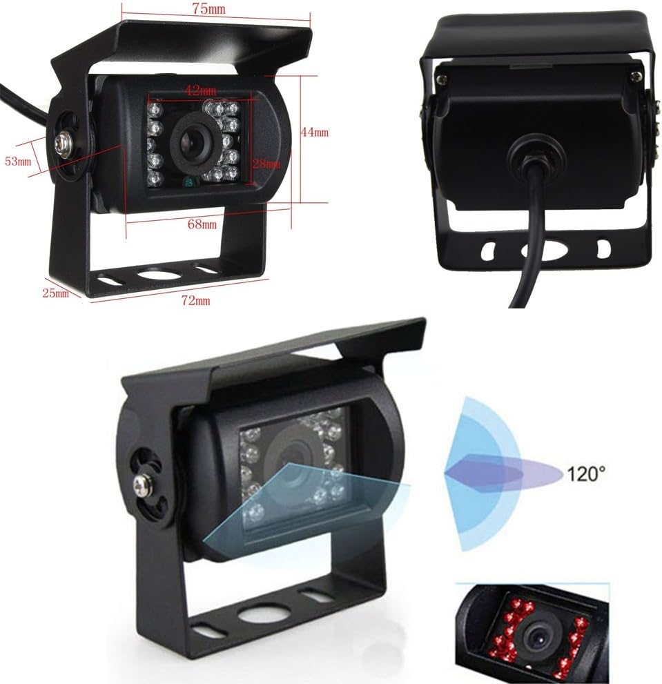 Backup Camera Hard Wired Backup Camera 9'' Quad Split Screen HD Rear Backup Camera Monitor System, Waterproof IR Night Vision Backup Camera for Trucks,Trailer Heavy,Box,RV,Camper Bus Rearview Camera