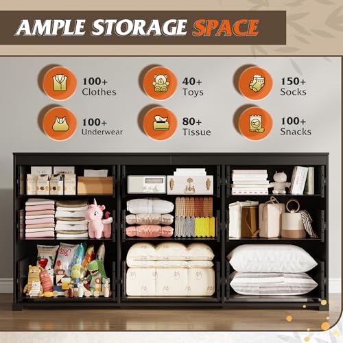 WLIVE Wood Dresser with 5 Drawers, Black Wooden Storage Cabinet, Organizer Drawers for Bedroom, Living Room, Hallway, Measuring 15.75" W * 31.50" D * 45.35" H ﻿