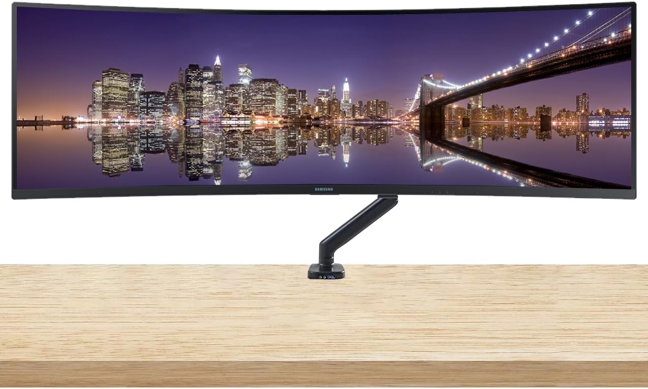 Samsung S95UA 49-inch Curved 1440P Dual QHD 120Hz IPS LCD ViewFinity Monitor with USB-C, Ethernet, Dock, DisplayPort, HDMI, USB Hub, Speakers - Desk Mount Monitor Stand (S49A950UIN), black