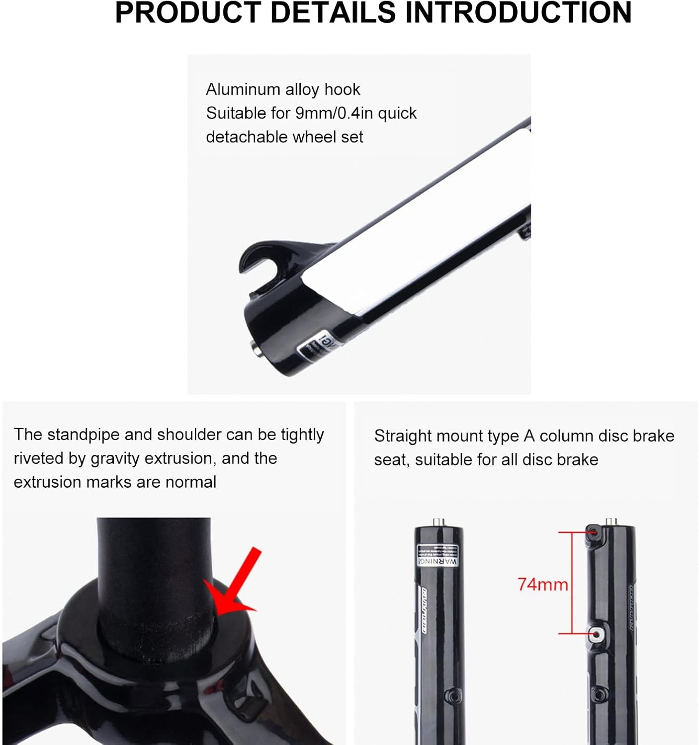 VGEBY 24 Inch Mountain Bike Front Fork Shock Absorb Quick Release Wire Control Bike Suspension Fork