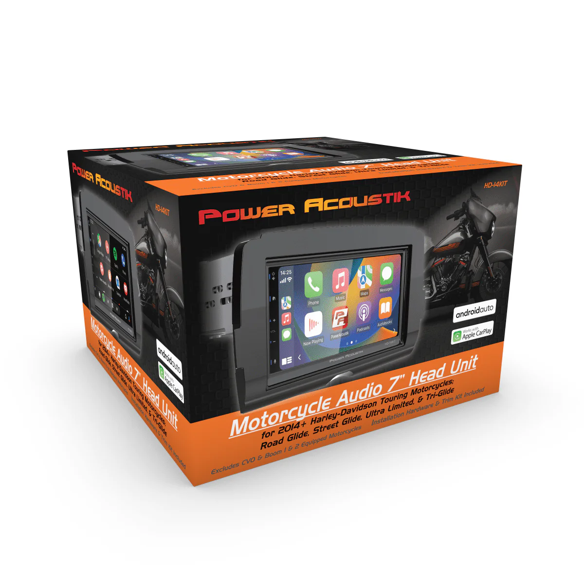 Power Acoustik HD-14KIT 7 CarPlay/Android Auto Head Unit for Harley-Davidson 2014+ Touring Motorcycle (New)