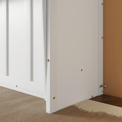 Queen Size Murphy Bed Wall Bed with 2 Side Cabinet Storage Shelf & Desk Combo,68-inch Vertical Wall Bedframe w/Can Be Folded for Bedroom Guest Room Small Space, White