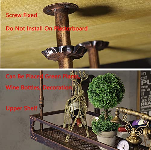 Hanging Wine Glass Rack, Industrial Vintage Metal Bar Wine Glass Hanging Rack,Coppery Wall-Mounted Wine Glass Rack Perfect for Bar Cafe Kitchen,Bronze,80x35cm The New Fashionable