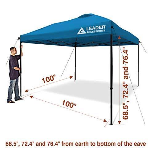 Leader Accessories 10' x 10' Instant Canopy Pop Up Canopy Straight Leg Wheeled Carry Bag Included