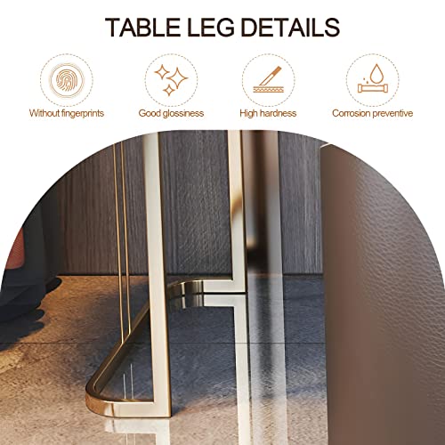 Vanity Desk Mirror and Lights, Mordern Dressing Table & Flexible Side Cabinet & Makeup Stool for Bedroom, Wood Frame Leather Finish Glass Top (47in)