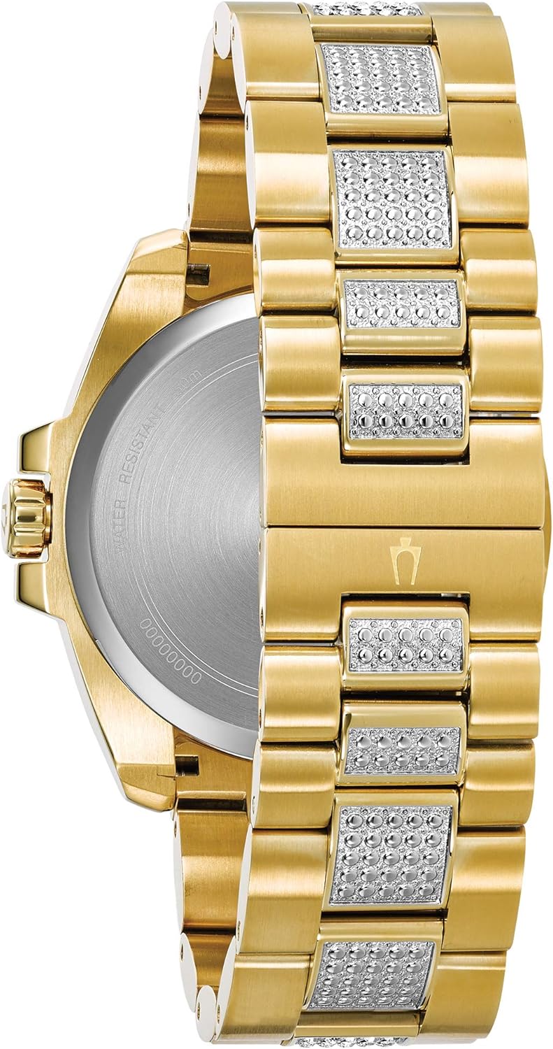 Bulova Men's Crystals Phantom Gold Tone Stainless Steel 6-Hand Multi-Function Quartz Watch Style: 98C128