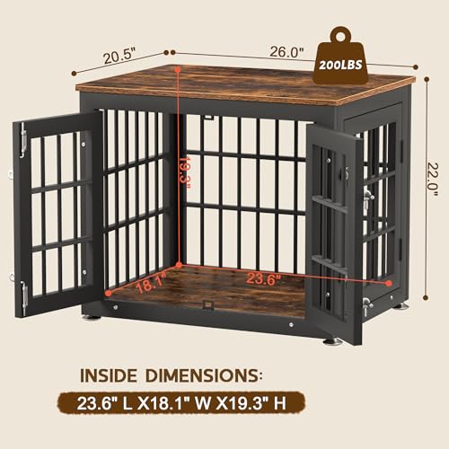48 Inch Heavy Duty Dog Crate Furniture for Large Dogs, Decorative Pet House End Table, Extra Large Wooden Cage Kennel Furniture Indoor, Natural and White