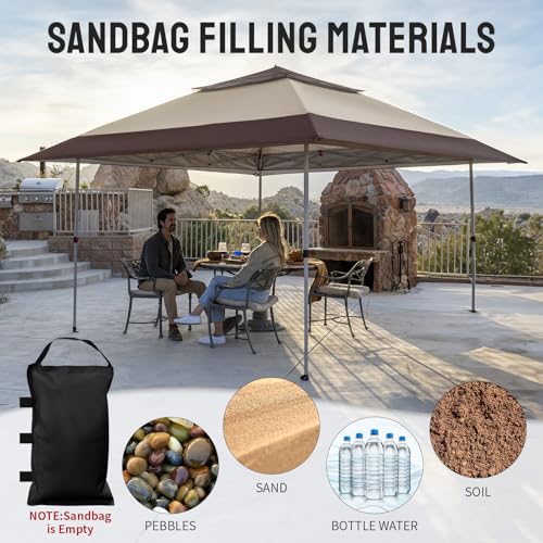 CROWN SHADES 13x13 Pop Up Gazebo, Canopy Tent, Gazebos on Clearance - Outdoor Gazebo for Backyard & Patio Furniture - Carpa Pop Up Tent with Wheeled STO-N-Go Cover Bag (Grey)