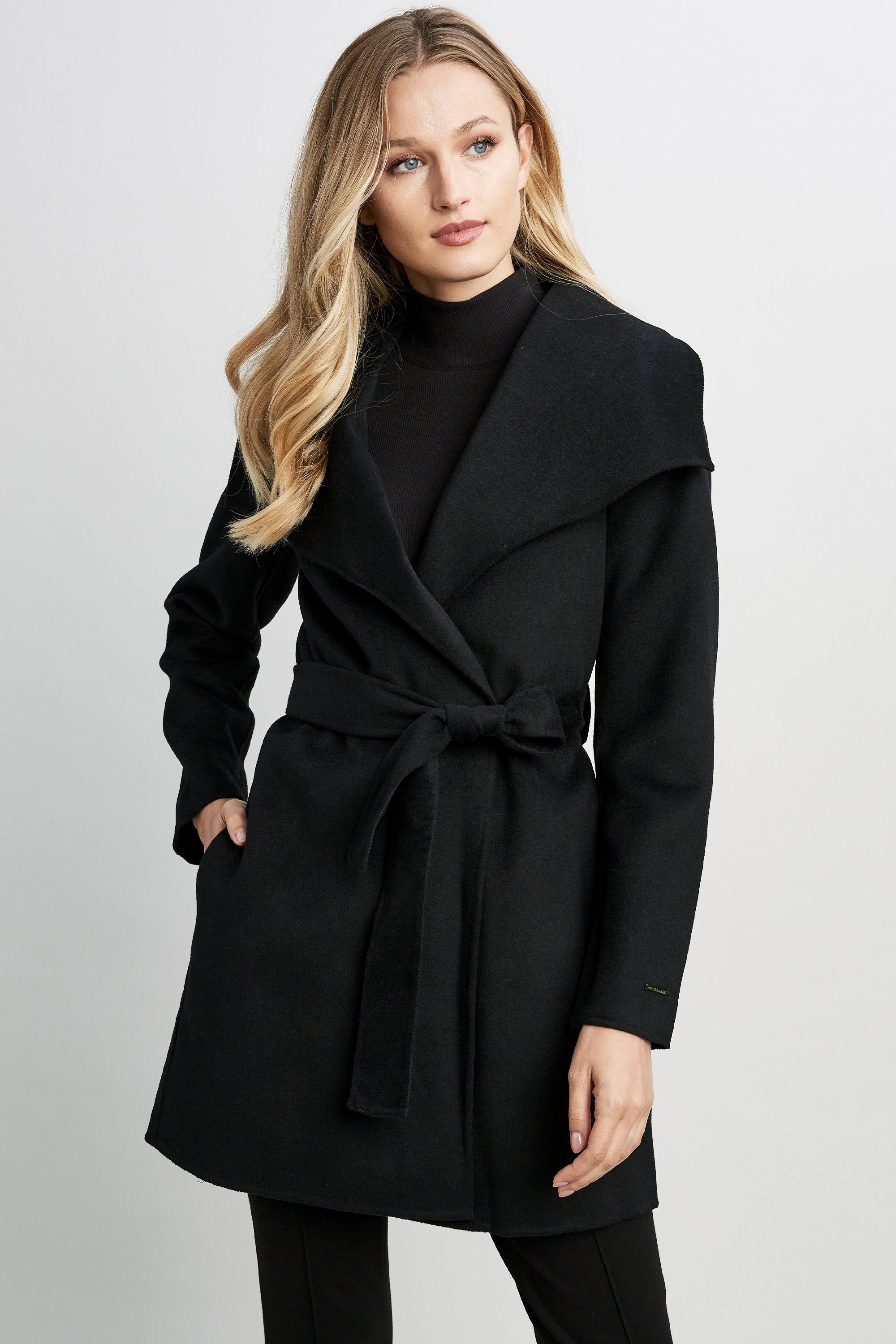 Tahari Ella Belted Wrap Coat - Black