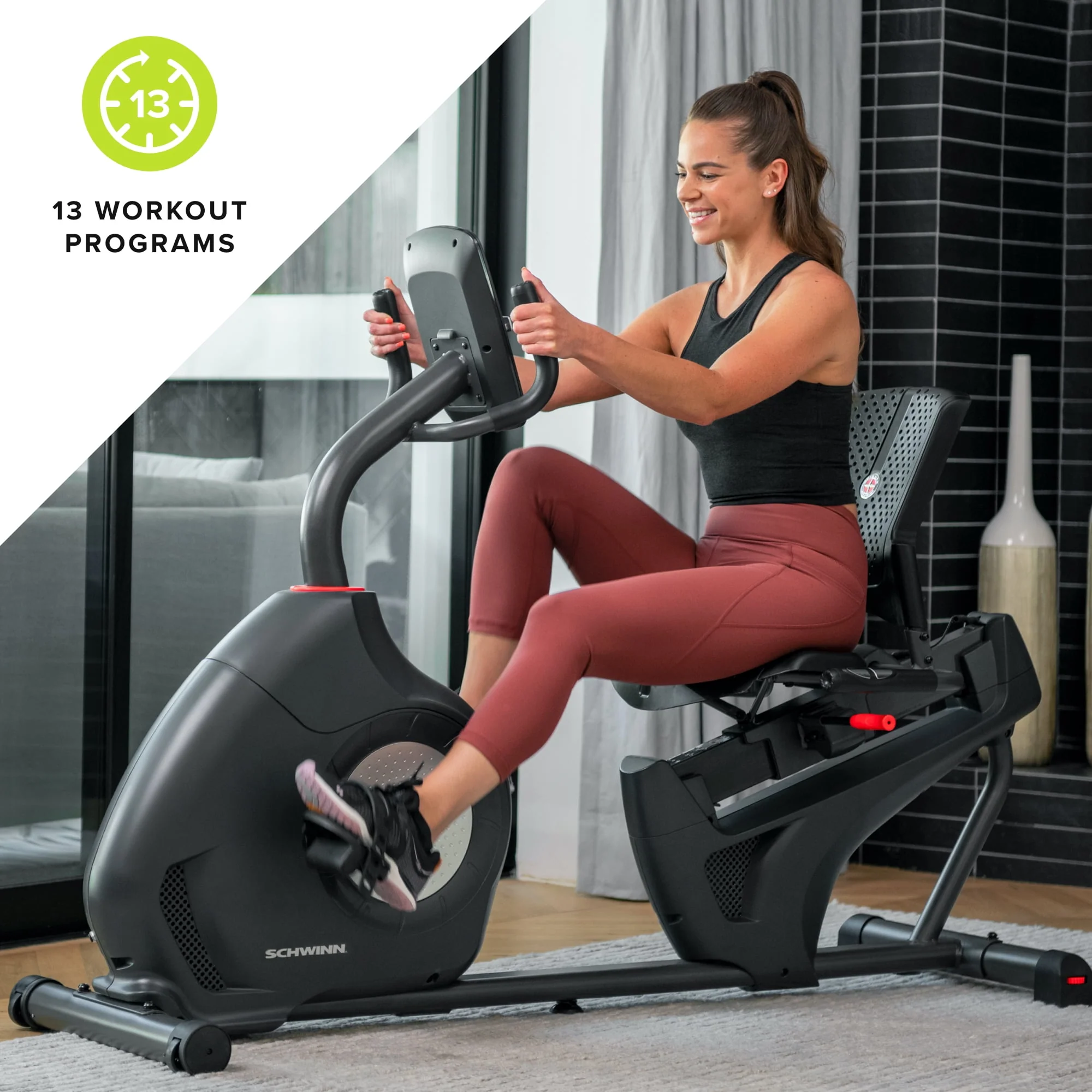 Schwinn 230 Recumbent Exercise Bike with Explore the World and Zwift Compatibility