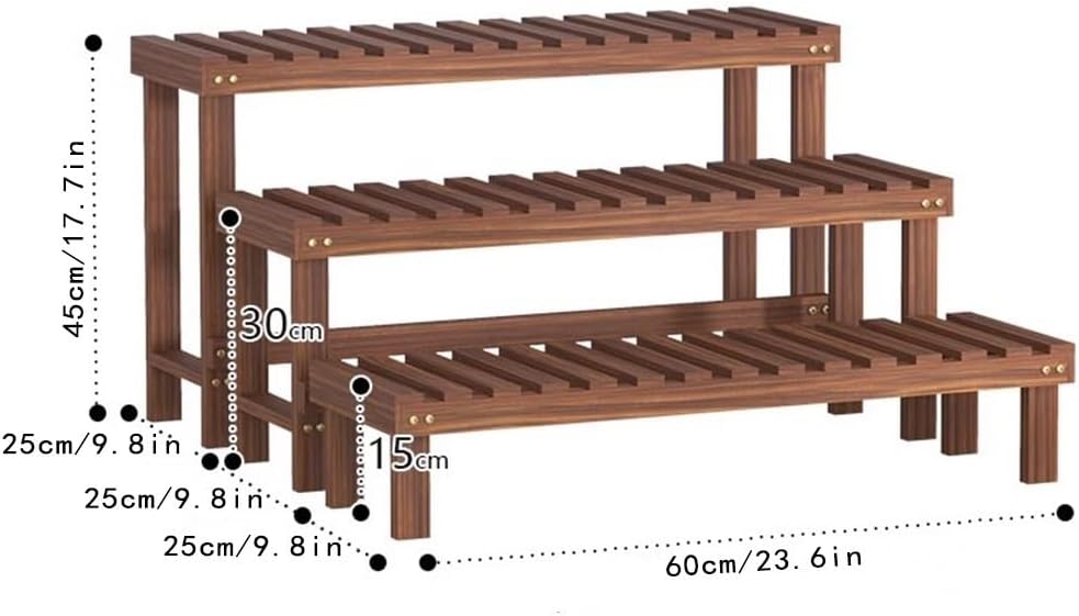 3 Tiered Wood Ladder Plant Stand, Freestanding Flower Pot Display Rack, Multiple Planter Display Shelf for Living Room Corner Balcony Office Lawn Patio Garden