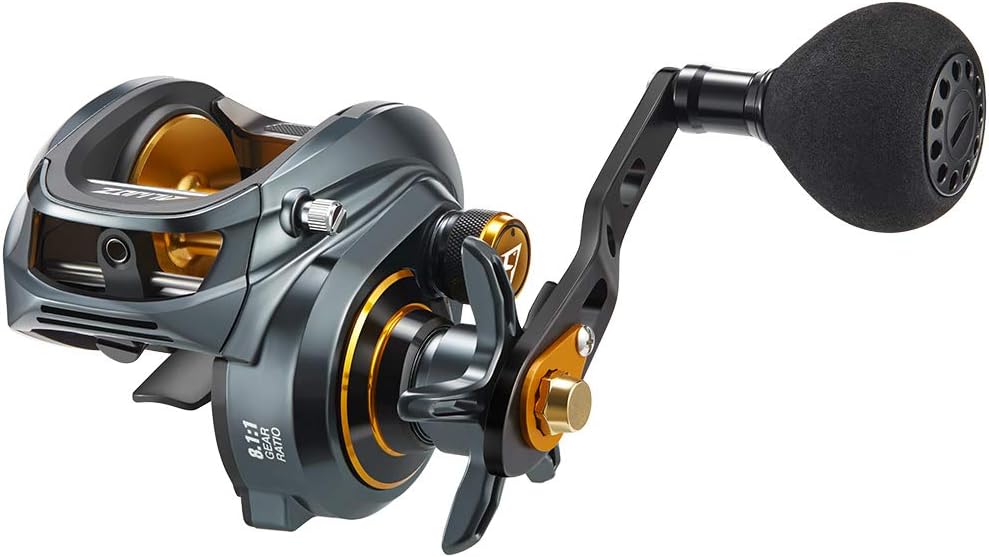 Piscifun Alijoz Baitcasting Reels - Size 300 Aluminum Frame Baitcaster, 33Lbs Max Drag Low Profile Baitcaster Reel, 5.9:1/8.1:1 Gear Ratio, Freshwater and Saltwater Powerful Handle Casting Fishing Reel