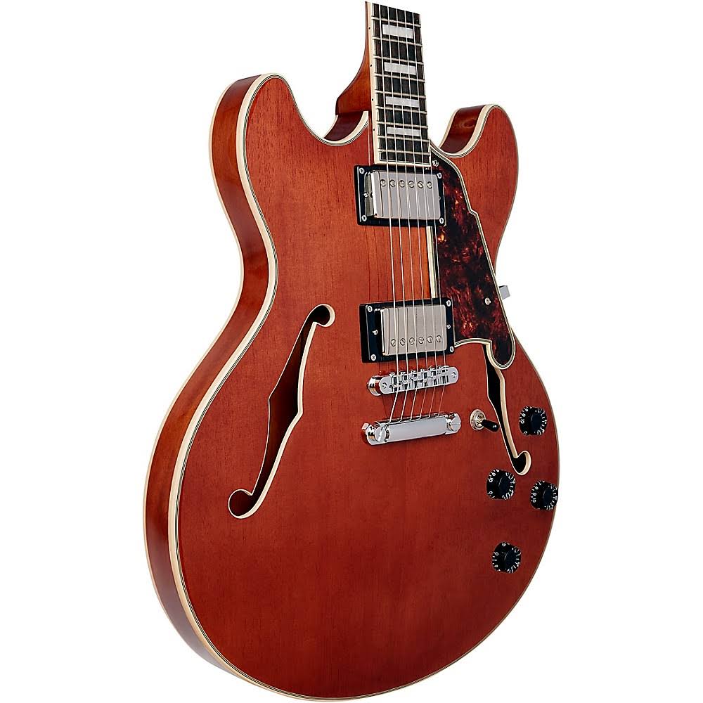D'Angelico Premier Series DC Boardwalk Semi-Hollow Electric Guitar with Seymour Duncan Humbuckers Walnut Stain 194744288708