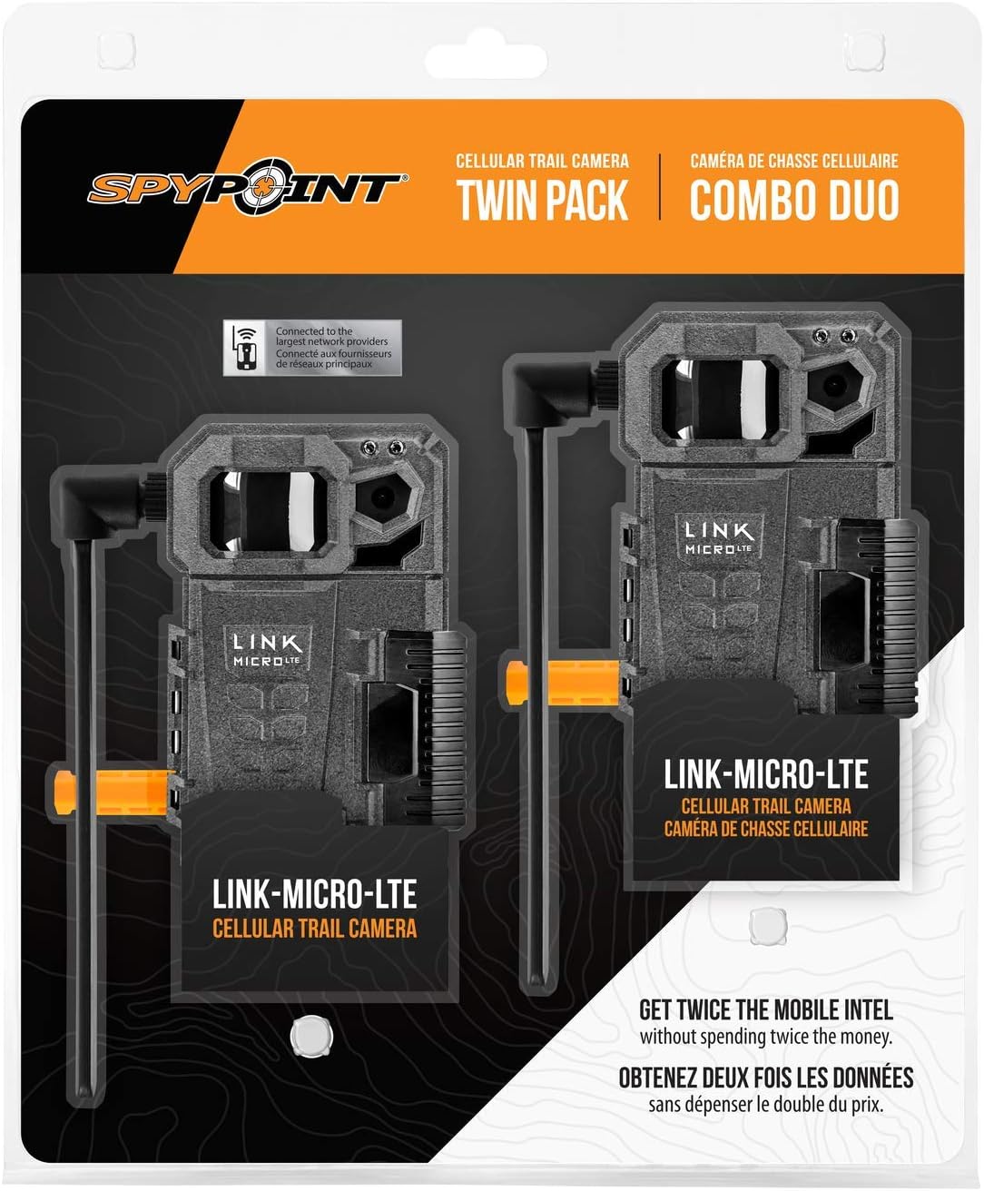 SPYPOINT Link-Micro-LTE Twin Pack of Cellular Trail Cameras 10MP with Two Security Steel Cases (AT&T (USA Nationwide))