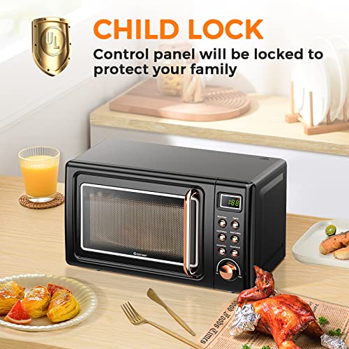 Nightcore Countert Retro Microwave Oven, Large 0.7Cu.ft, 700-Watt, Cold Rolled Steel Countertop with Time Setting, Glass Turntable Plate, Pre-Programmed Cooki, 18"(L)×14"(W)×10"(H), Green