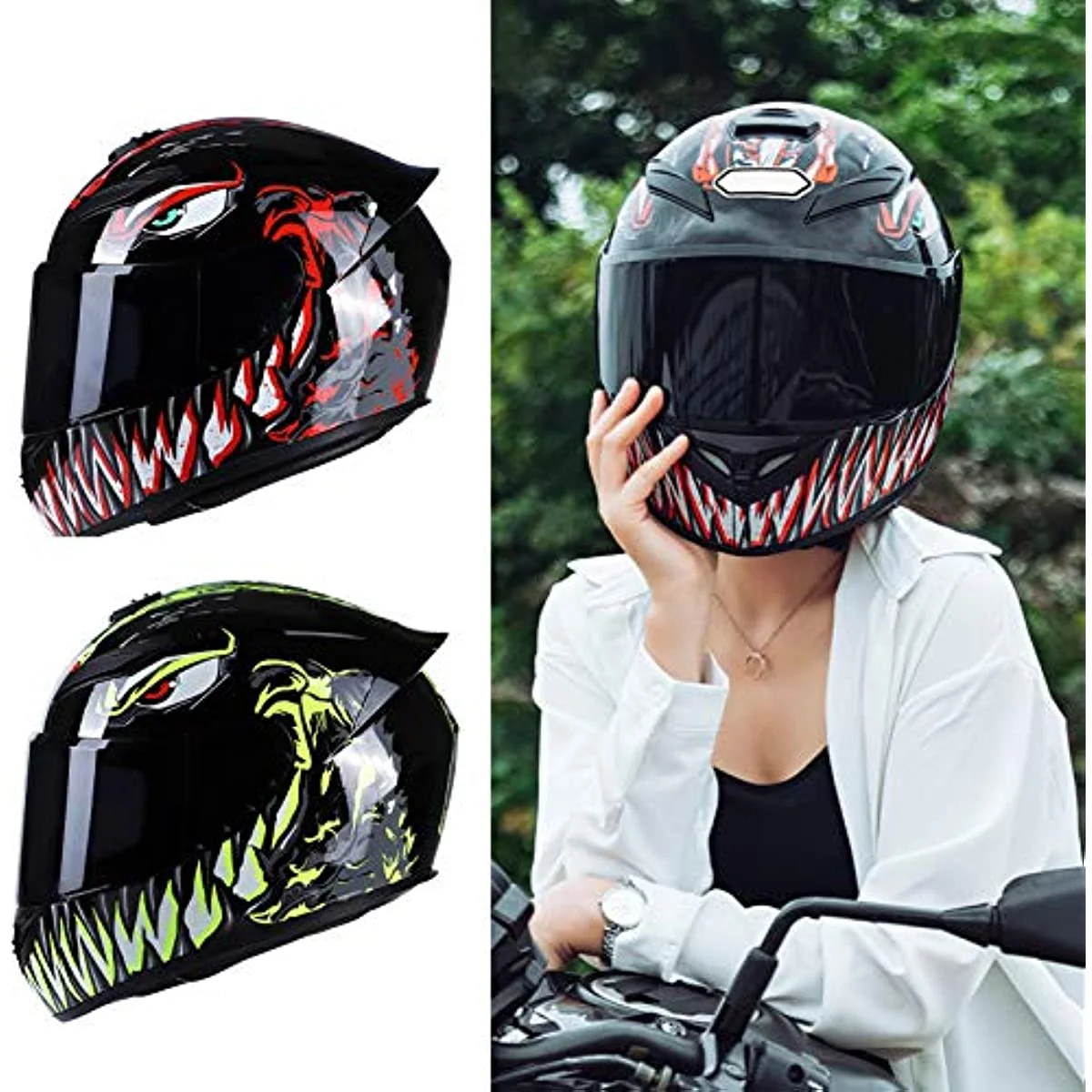 Motorcycle Helmets Full Face for Adult,Motorbike Street Helmet with Tinted Visors and Multiple Vents,Scooter Helmet Road Bike Helmet Unisex A7