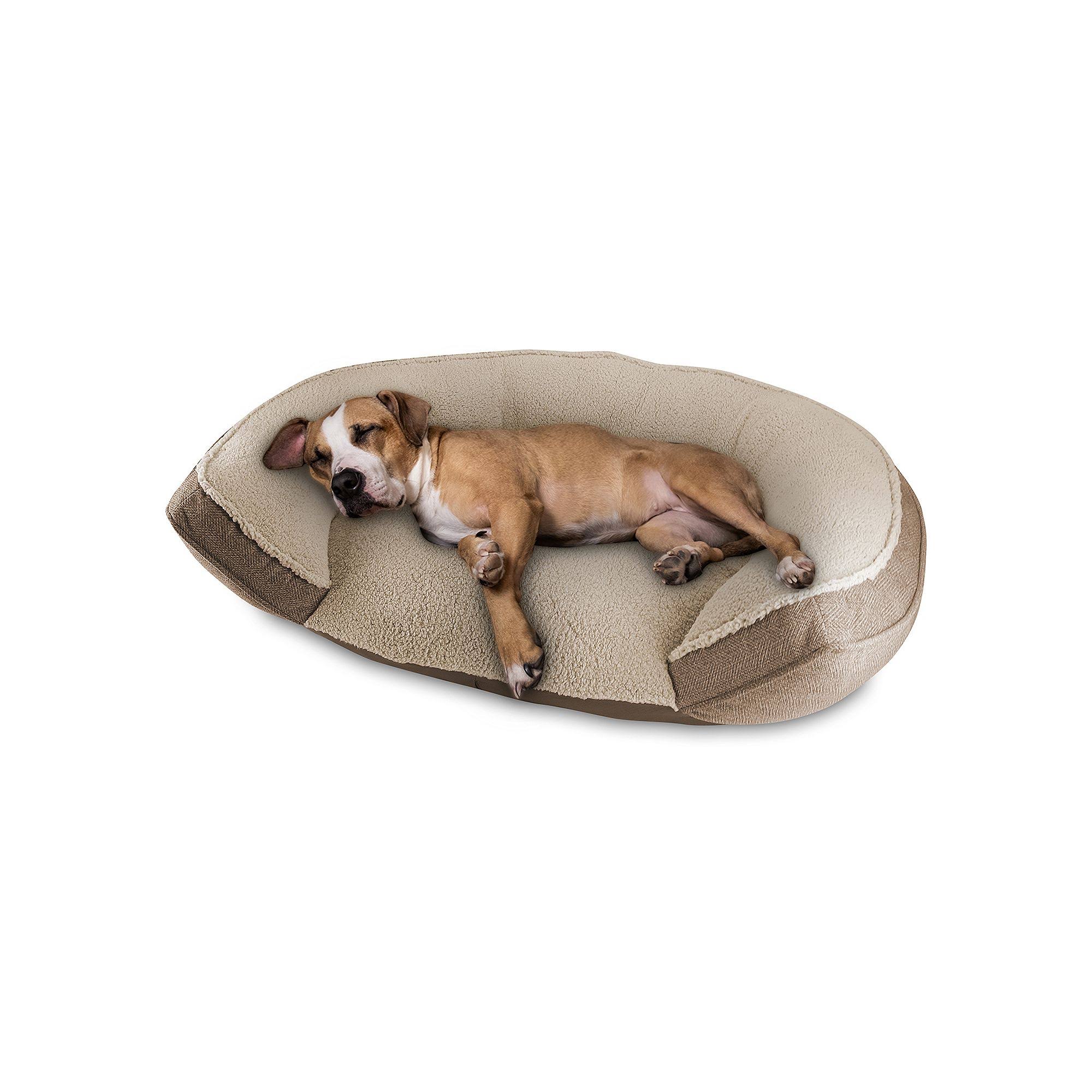 Canine Creations Arlee Step in Oval Round Cuddler Pet Dog Bed - Brown