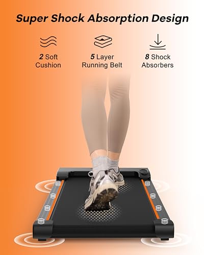 Walking Pad Under Desk Treadmill, 2.5HP Quiet Brushless Small Treadmill for Home and Office, Compact Portable Walking pad with Remote & App Control for Walking and Jogging