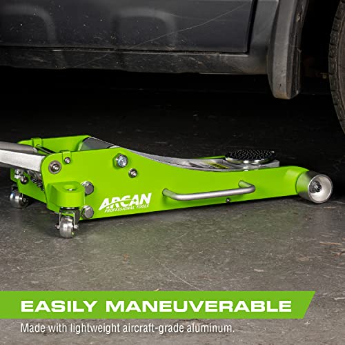 ARCAN Tools 3-Ton Quick Rise Aluminum Floor Jack with Dual Pump Pistons & Reinforced Lifting Arm (A20018_A20019)