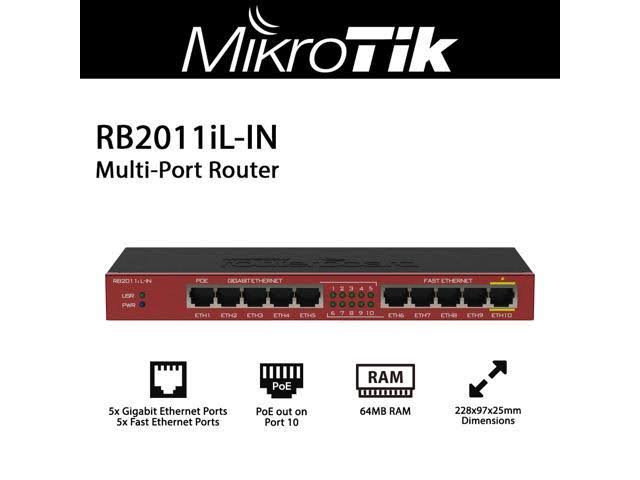 Mikrotik RouterBOARD RB2011iL-IN 10 Port Layer 3 Gigabit Switch Router
