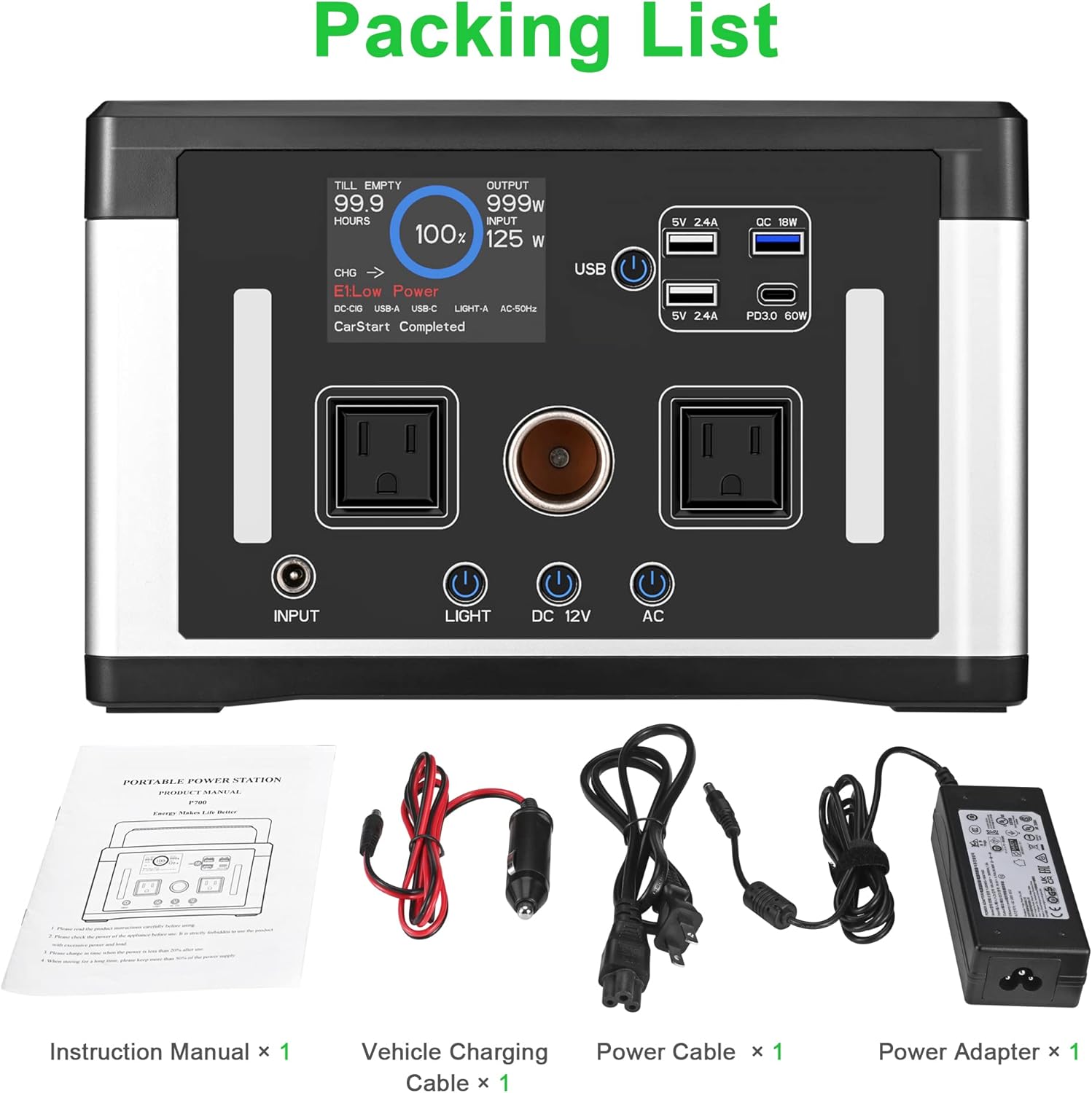 sevkumz Portable Power Station, 240Wh Backup LiFePO4 Battery, 110V/200W Pure Sine Wave AC Outlet, Solar Generator (Solar Panel Not Included) for Outdoors Camping Travel Hunting Emergency