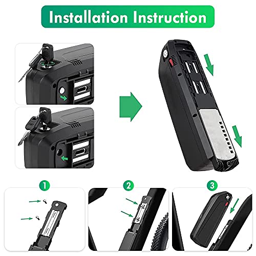 X-go 36V Ebike Battery 13AH Mountain Bike Lithium Li-ion Battery Pack with Charger and BMS for 1000W 750W 500W 350W 250W Electric Bicycle Motor (36V 13AH 4Pin)