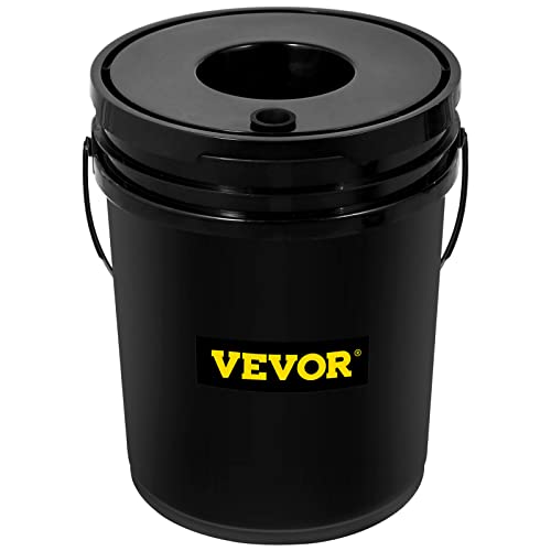 VEVOR RDWC Hydroponics Grow System, Hydroponic Growing Kit with Top Drip, Recirculating Deep Water Culture 4 Buckles and 1 Reservoir, with Air Pump and Water Level Device for Leafy Vegetables