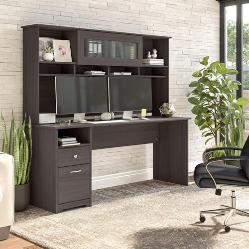 Bush Furniture Cabot Computer Desk with Hutch, 72W, Espresso Oak