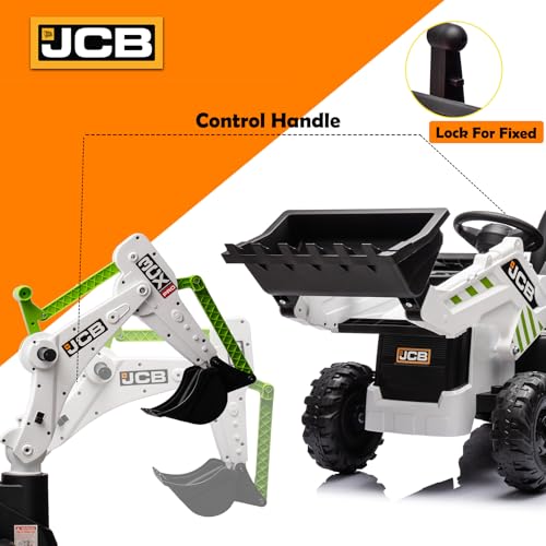4 in 1 Ride on Tractor Truck, 12V Electric Vehicle Excavator & Bulldozer & Removable Tent, Licensed JCB Battery Powered Electric Construction Car w/Front Loader Bucket, Digger, Remote Control, Yellow