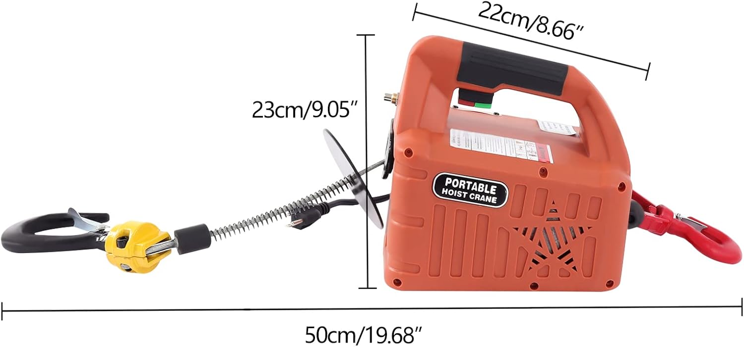 3 in 1 Electric Hoist Winch, 1100LBS Portable Electric Winch, Hoist Lift Beam, Electric Winch with Remote, Hoist Lift for Homes, Warehouses, Construction Lifting Towing