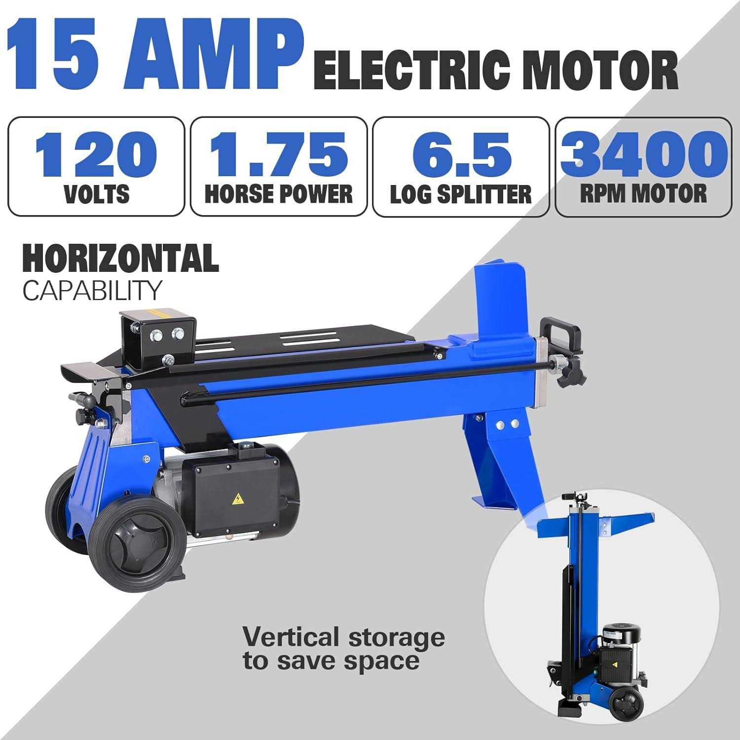 Bilt Hard Log Splitter 6.5 Ton Wood Splitter Electric Powered 15Amp
