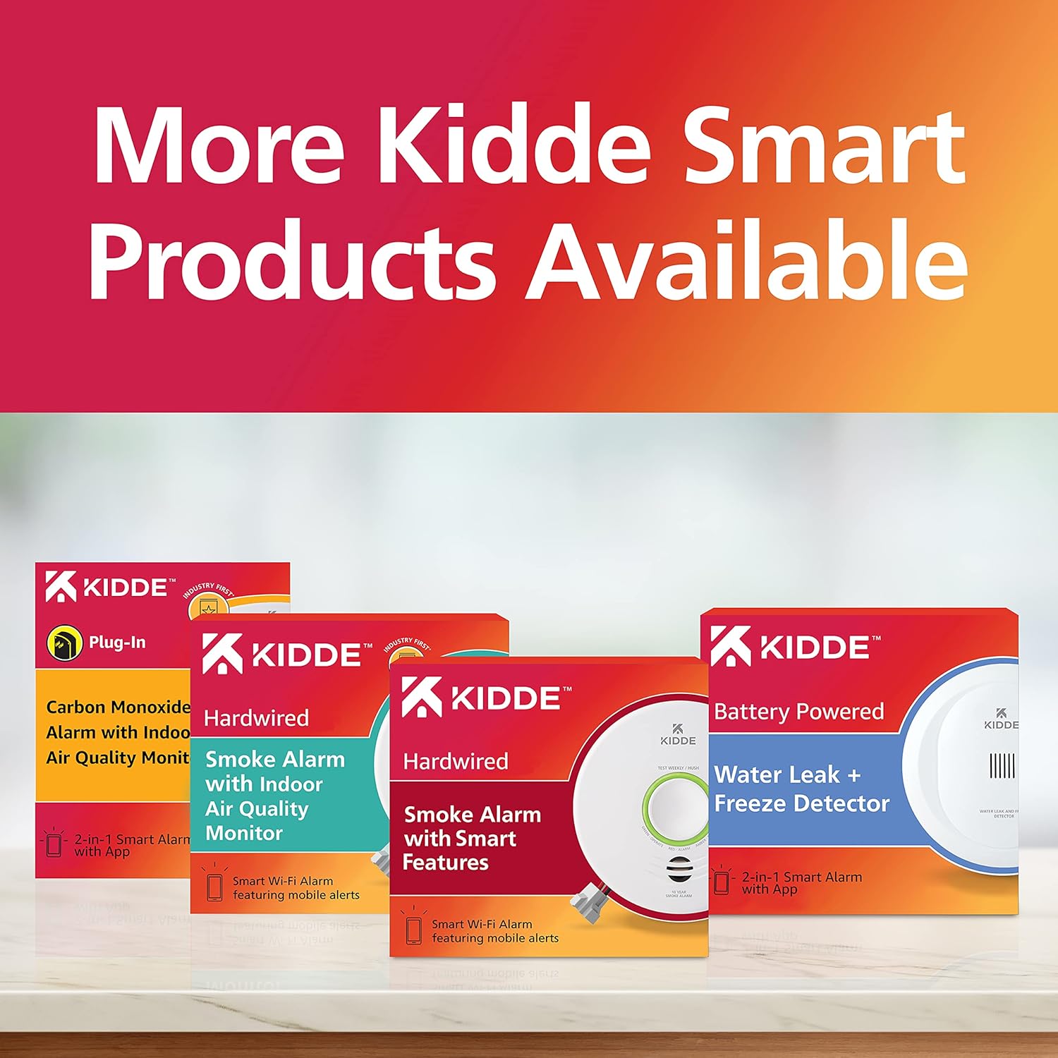 Kidde Smart Smoke Detector & Indoor Air, Quality Monitor, WiFi, Alexa Compatible Device, Hardwired w/Battery Backup, Voice & App Alerts, 2 Pack