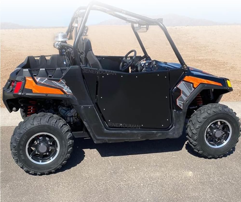 JENEROUMAN 1 Pair Aluminum Iron Full Size Side Doors for UTV Polaris RZR 800 S 800 Doors RZR 570 XP 900 2008-2022 Black