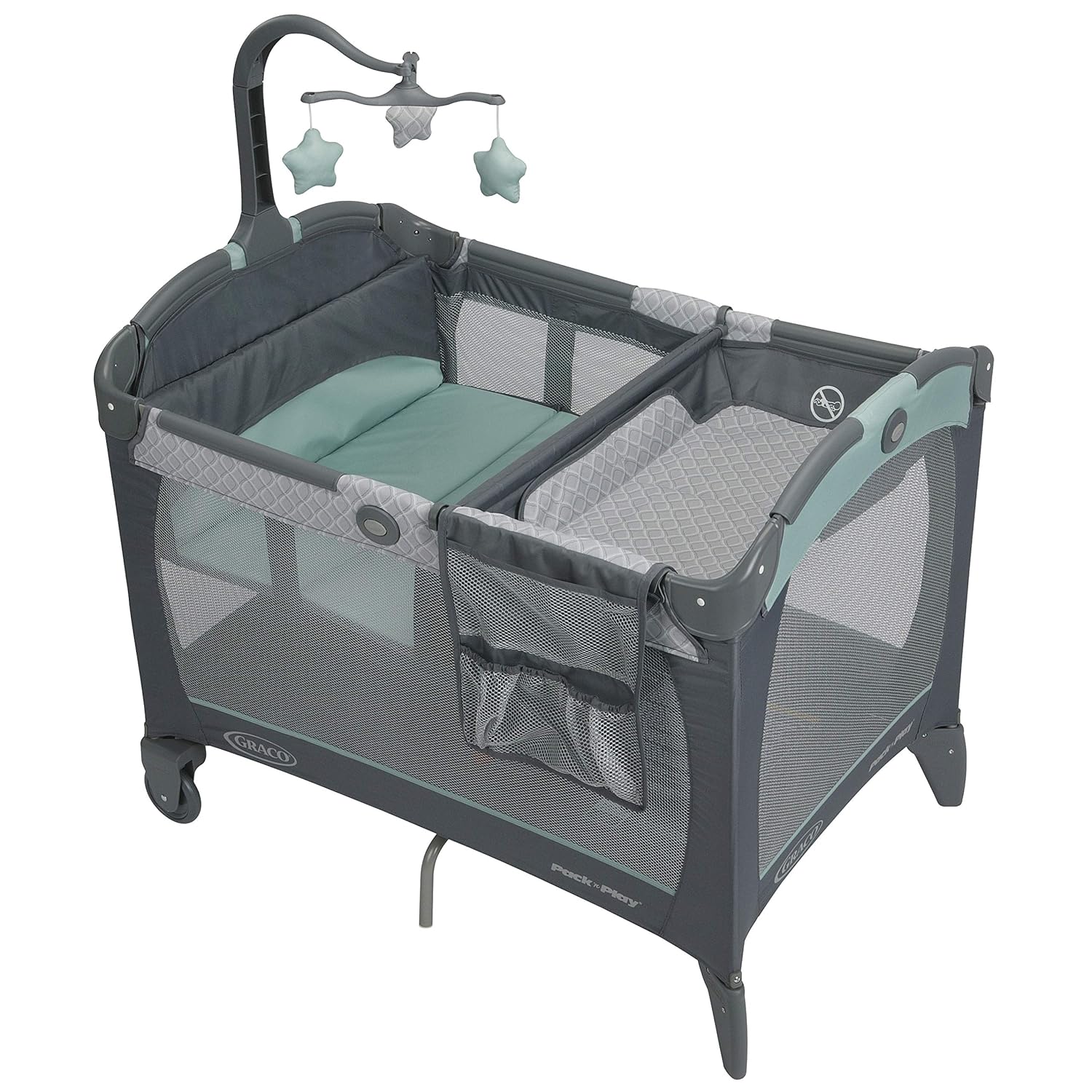 Graco Pack and Play Change 'n Carry Playard | includes Portable Changing Pad, Manor, 40x28.5x29 Inch (Pack of 1)