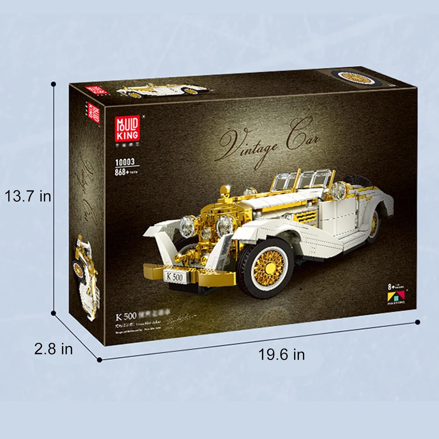 Nostalgia Retro Vintage Car K500 MOC Building Blocks Car Set, Adult Collectible Model Cars Set to Build, 1:14 Scale Retro Car Model New (868 Pcs)