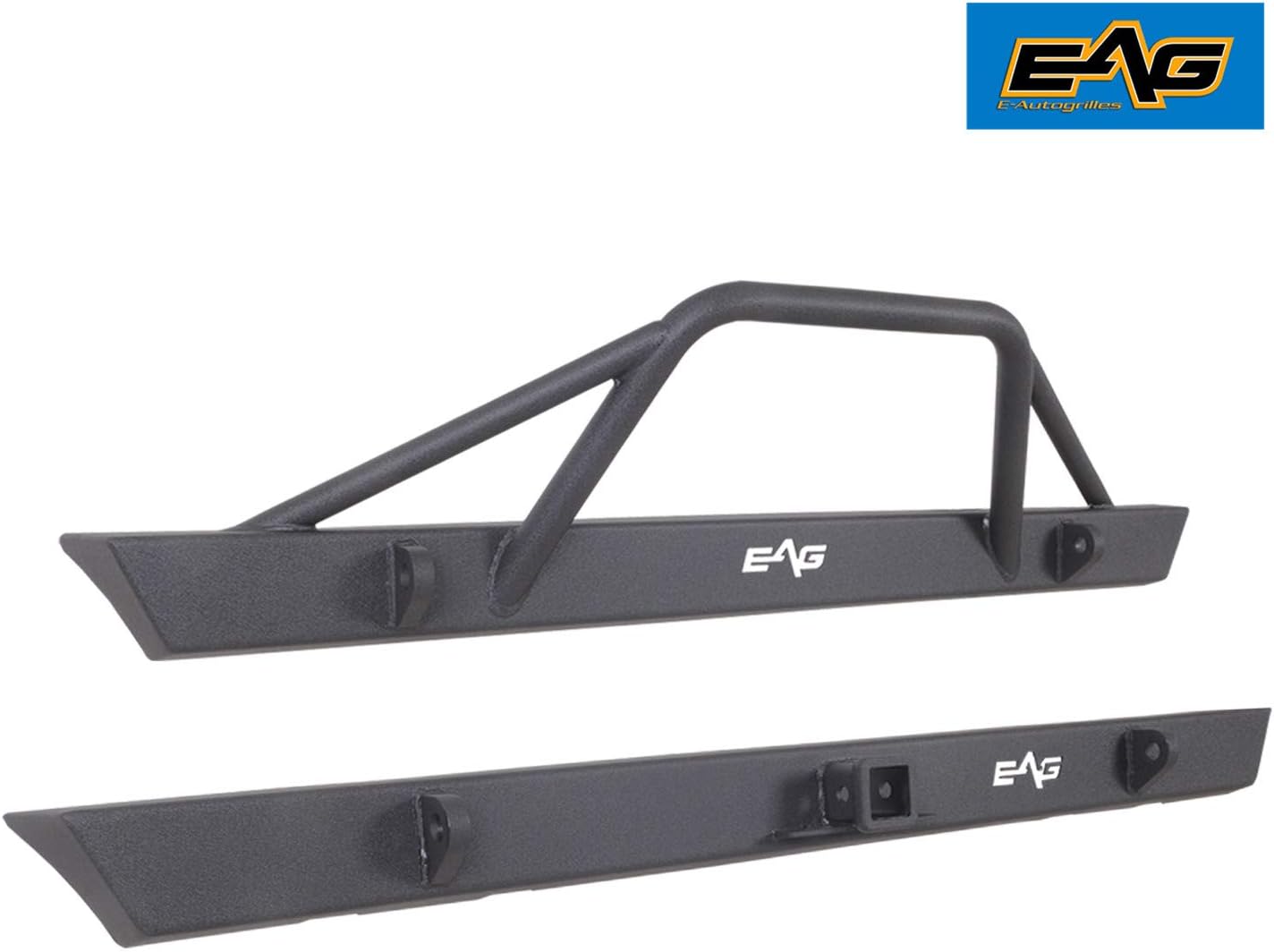 EAG Black Steel Front Bumper and Rear Bumper Combo 2PCS Fit for 1984-2001 Cherokee XJ