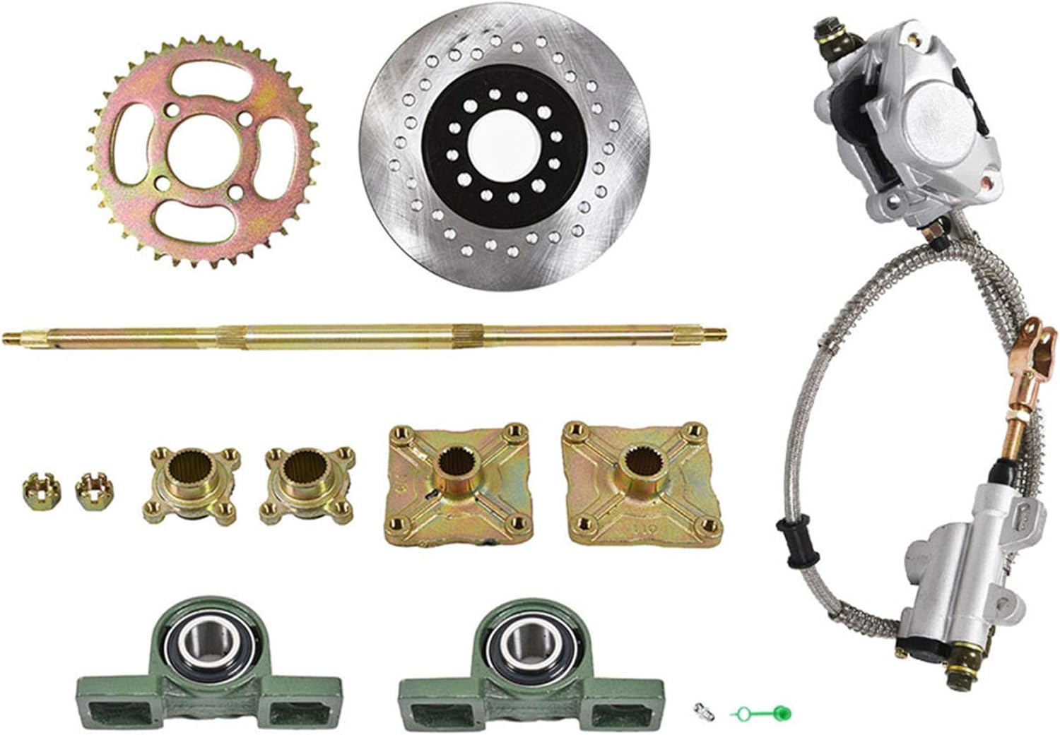 labwork 32 Rear Axle Kit + Brake Assembly +Sprocket Hub Replacement for DIY rebuild Go Kart ATV Quad Drift Trikes