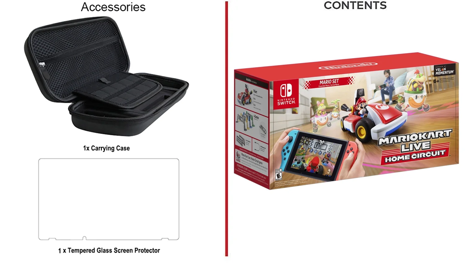 Nintendo 2020 Newest - Mario Kart Live Home Circuit - Mario Set Edition - NO Console - Holiday Family Christmas Gaming 3-in-1 Carrying Case Bundle for Nintendo Switch & Switch Lite - RED
