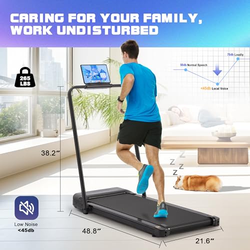 MAGIC UNION Walking Pad Treadmill Under Desk, 3 in 1 Portable Mini Treadmill for Home and Office, 265 lb Capacity 2.5HP Walking Jogging Machine with Remote Control, LED Display